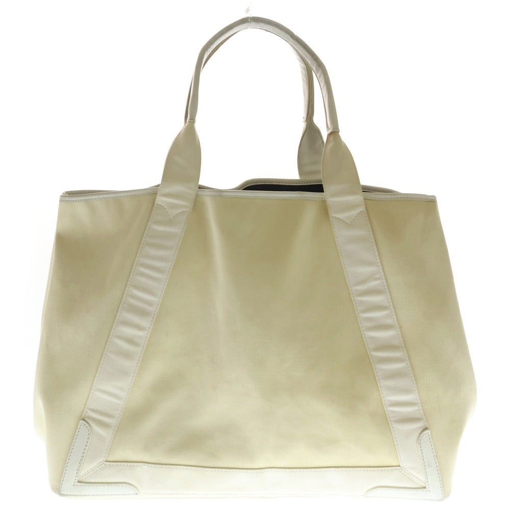 BALENCIAGA(バレンシアガ) ネイビーカバスM キャンバス×レザー トートバッグ ハンドバッグ シルバー金具 ベージュ 339936-9090-A-002123 レディース