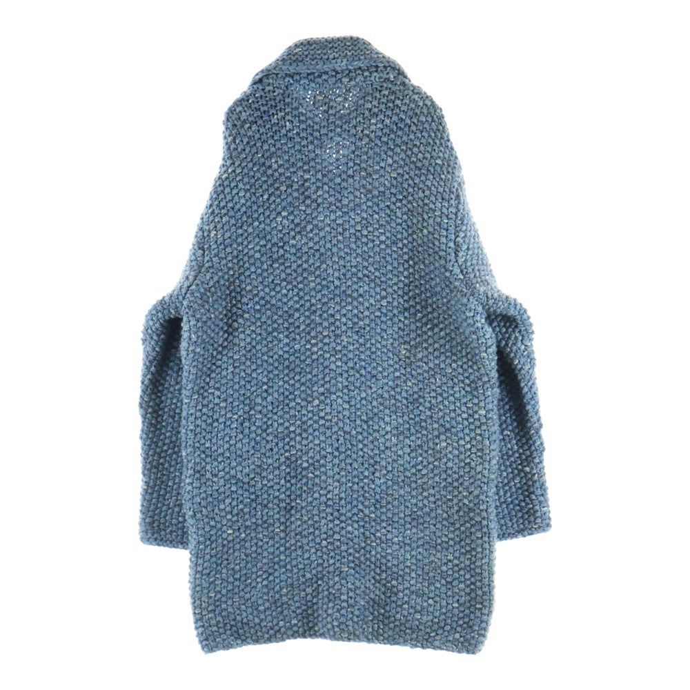 Yohji Yamamoto POUR HOMME(ヨウジヤマモト プールオム) 01AW ウール ダブルポケット ボタンダウン ニット コート カーディガン ブルー HV-K51-972