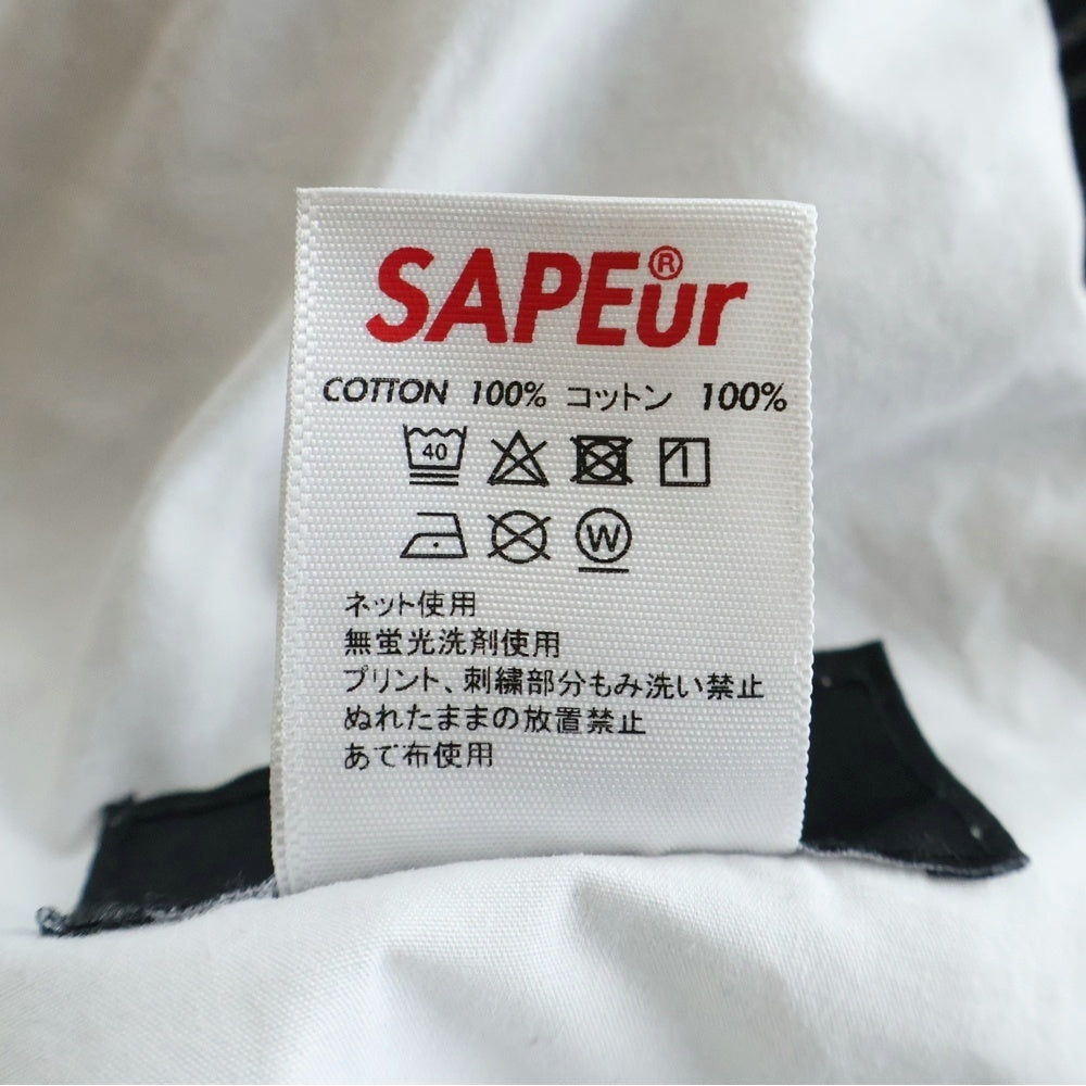 SAPEur(サプール) 切り替えデザイン ドローストリング デニムトラックパンツ ブラック