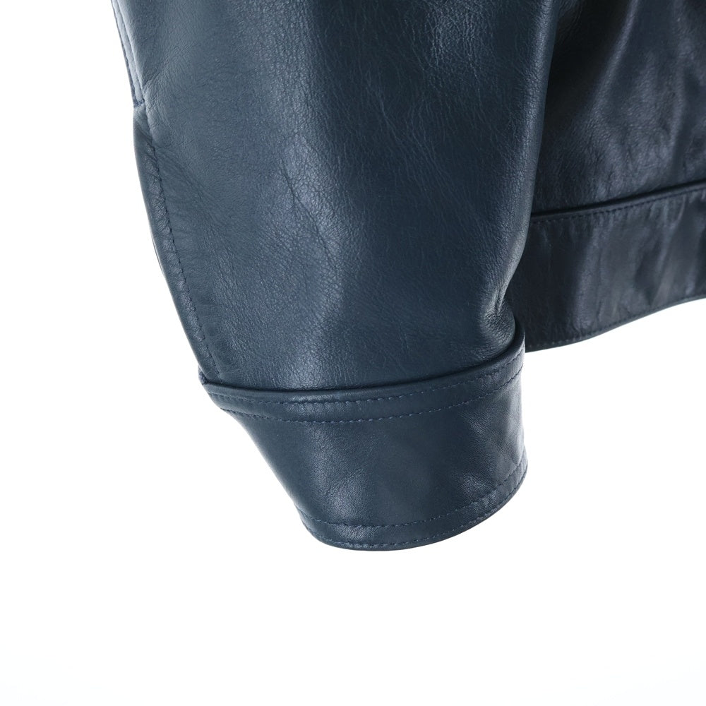WACKO MARIA(ワコマリア) SINGLE RIDERS LEATHER JACKET レオパードライナー シングルライダース レザージャケット ブルー