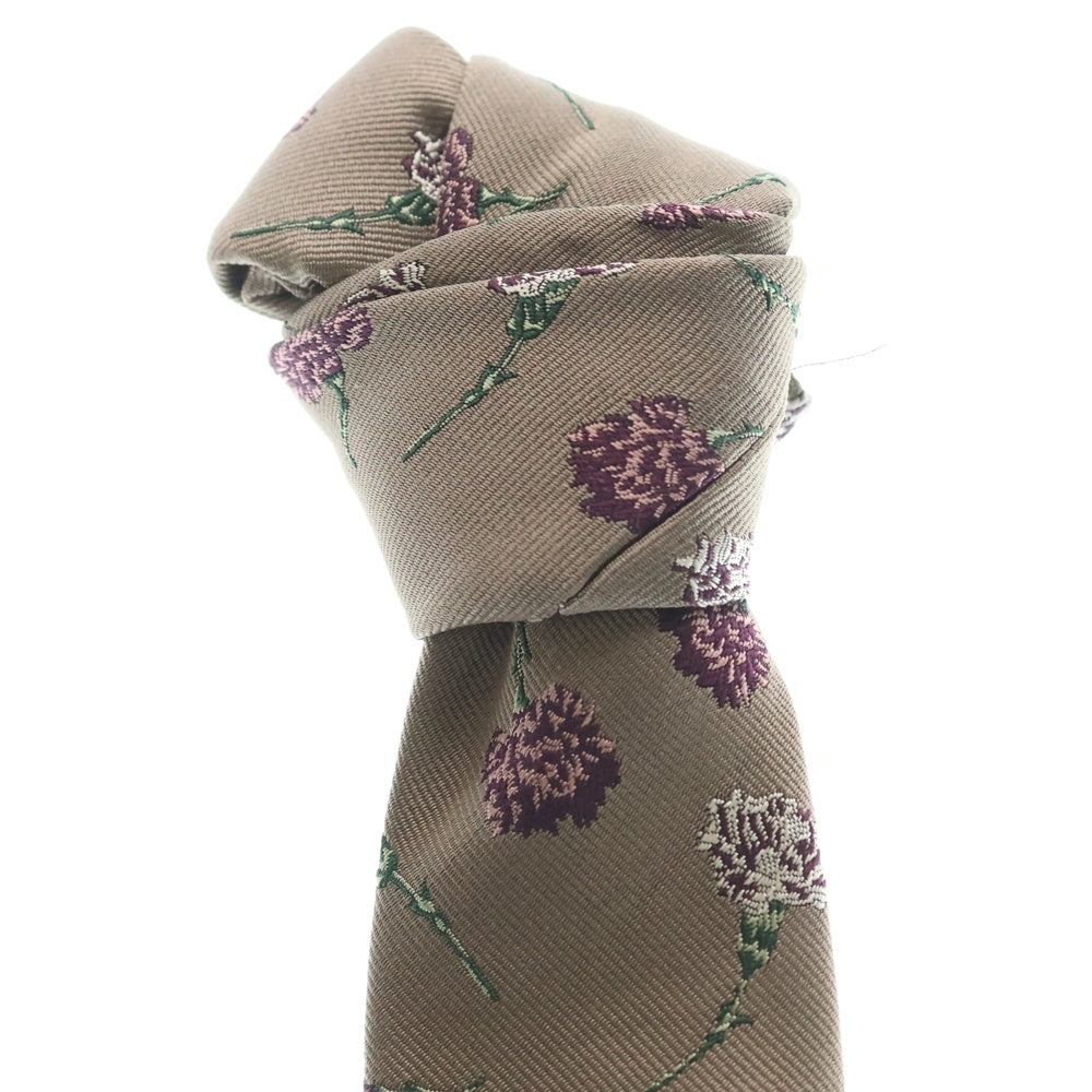 Yohji Yamamoto COSTUME D'HOMME(ヨウジヤマモト コスチュームドオム) 花柄ジャガード シルクネクタイ ブラウン