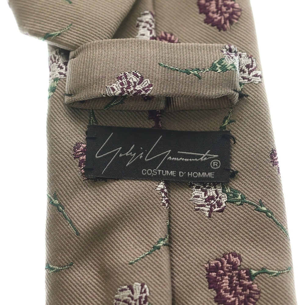 Yohji Yamamoto COSTUME D'HOMME(ヨウジヤマモト コスチュームドオム) 花柄ジャガード シルクネクタイ ブラウン