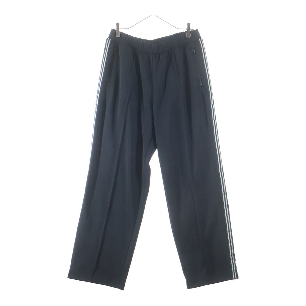 ISAMU KATAYAMA BACKLASH(イサムカタヤマバックラッシュ) POLYESTER-JERSEY REGULAR TRACK PANTS ポリエステル ジャージー サイドライン ワイドレギュラートラックパンツ ブラック 2105-02