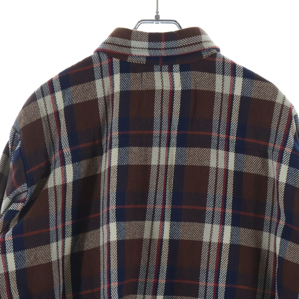 LASTMAN(ラストマン) 25AW DAMAGED FLANNEL SHIRTS ダメージ加工 長袖フランネルチェックシャツ ブラウン 252LM-SH02