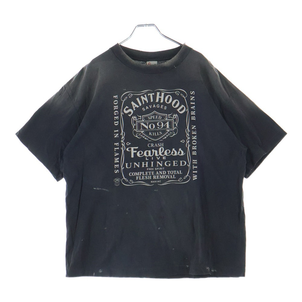SAINT MICHAEL(セントマイケル) 25SS ×NEIGHBORHOOD STHD . SS TEE FEARLESS フィアレス ヴィンテージ加工 両面プリントTシャツ 半袖クルーネックカットソー SM-HR8-0000-C70/25119SMN-CSM03S