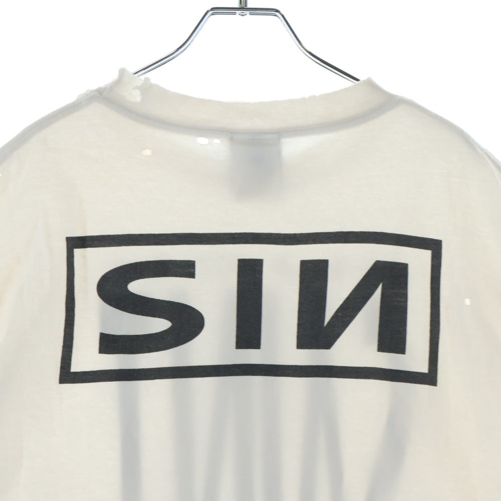 SAINT MICHAEL(セントマイケル) 25SS SAINT YOURSELF SS TEE セントユアセルフ ヴィンテージ加工 両面プリントTシャツ 半袖クルーネックカットソー ホワイト SM-HR8-0000-020