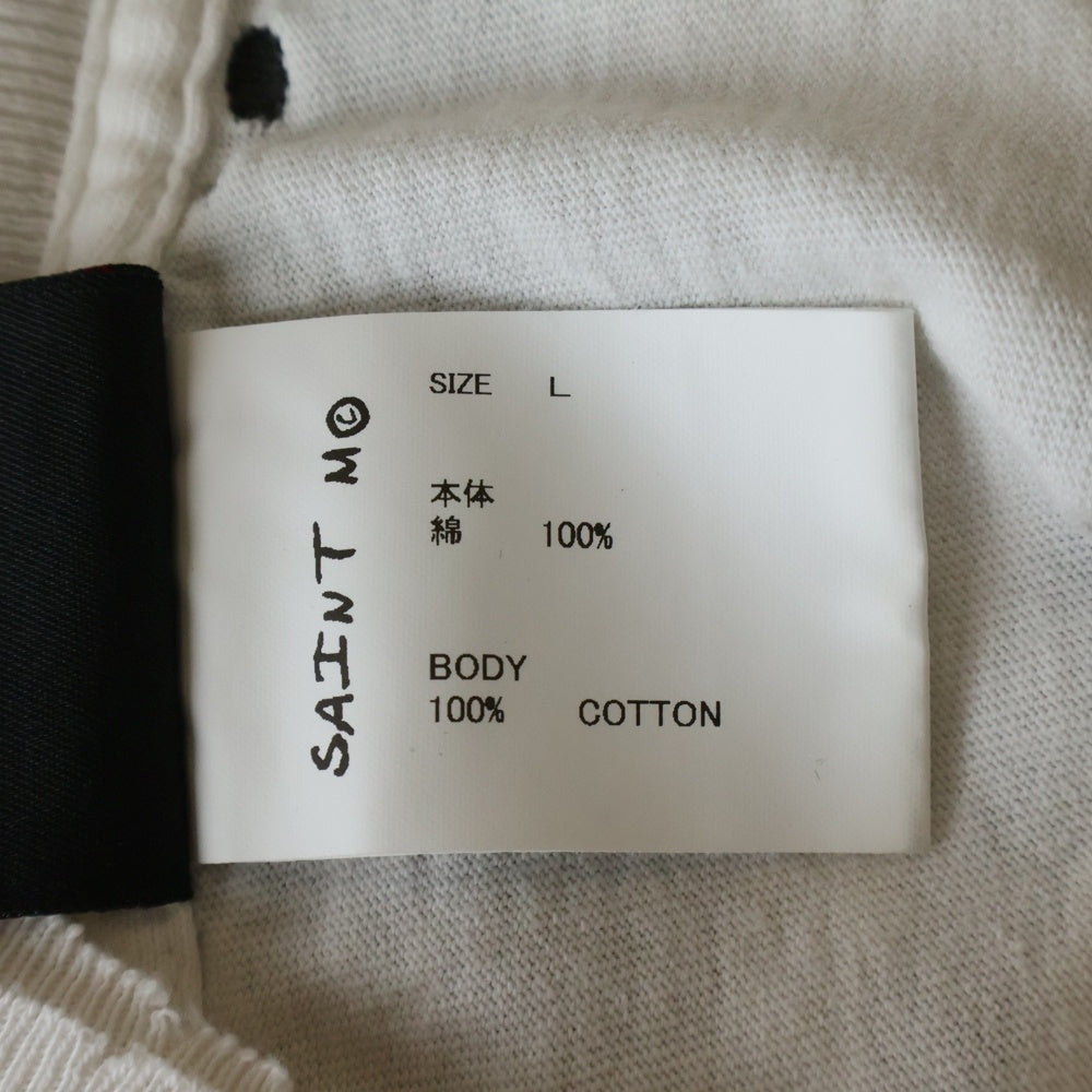 SAINT MICHAEL(セントマイケル) 25SS SAINT YOURSELF SS TEE セントユアセルフ ヴィンテージ加工 両面プリントTシャツ 半袖クルーネックカットソー ホワイト SM-HR8-0000-020