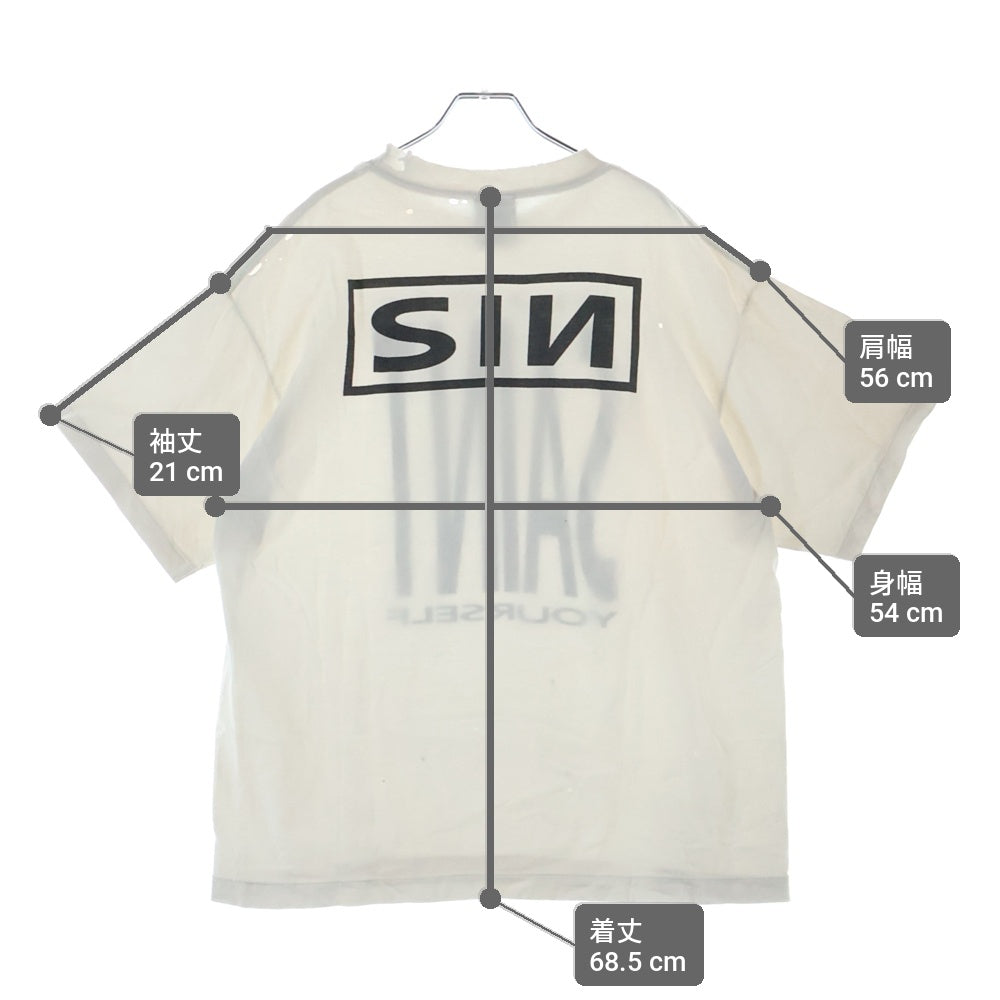 SAINT MICHAEL(セントマイケル) 25SS SAINT YOURSELF SS TEE セントユアセルフ ヴィンテージ加工 両面プリントTシャツ 半袖クルーネックカットソー ホワイト SM-HR8-0000-020