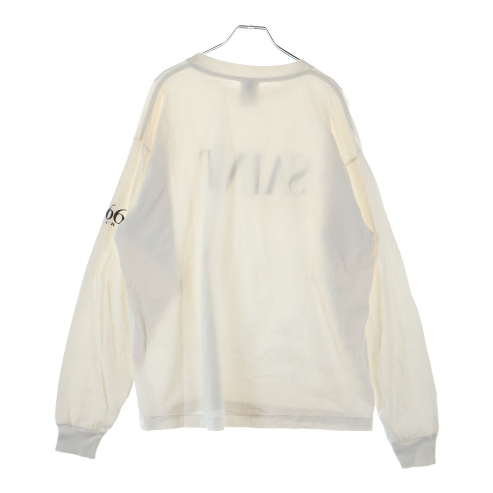 SAINT MICHAEL(セントマイケル) 25SS LS TEE/SAINT フロントロゴプリントTシャツ 長袖クルーネックカットソー ホワイト SM-HR8-0000-035