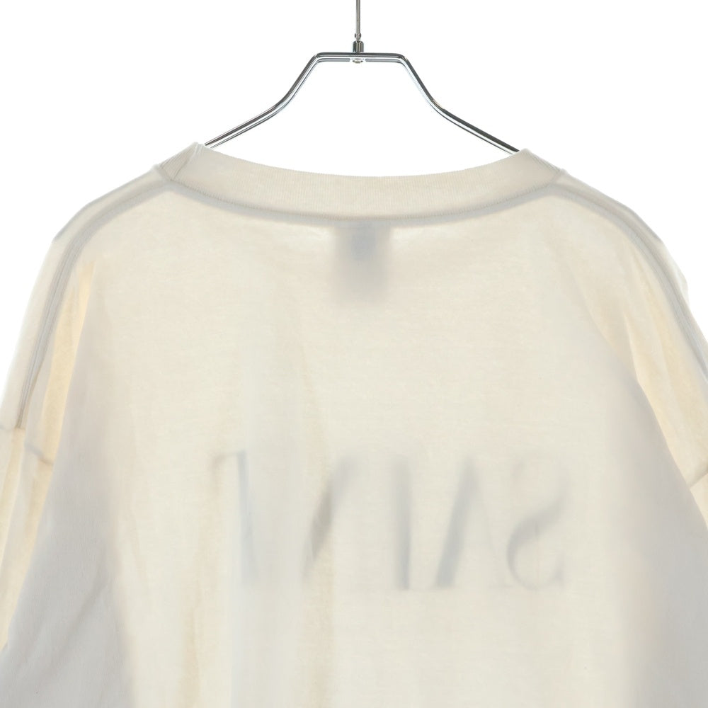 SAINT MICHAEL(セントマイケル) 25SS LS TEE/SAINT フロントロゴプリントTシャツ 長袖クルーネックカットソー ホワイト SM-HR8-0000-035