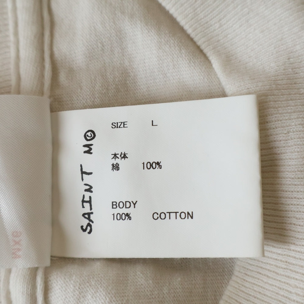 SAINT MICHAEL(セントマイケル) 25SS LS TEE/SAINT フロントロゴプリントTシャツ 長袖クルーネックカットソー ホワイト SM-HR8-0000-035