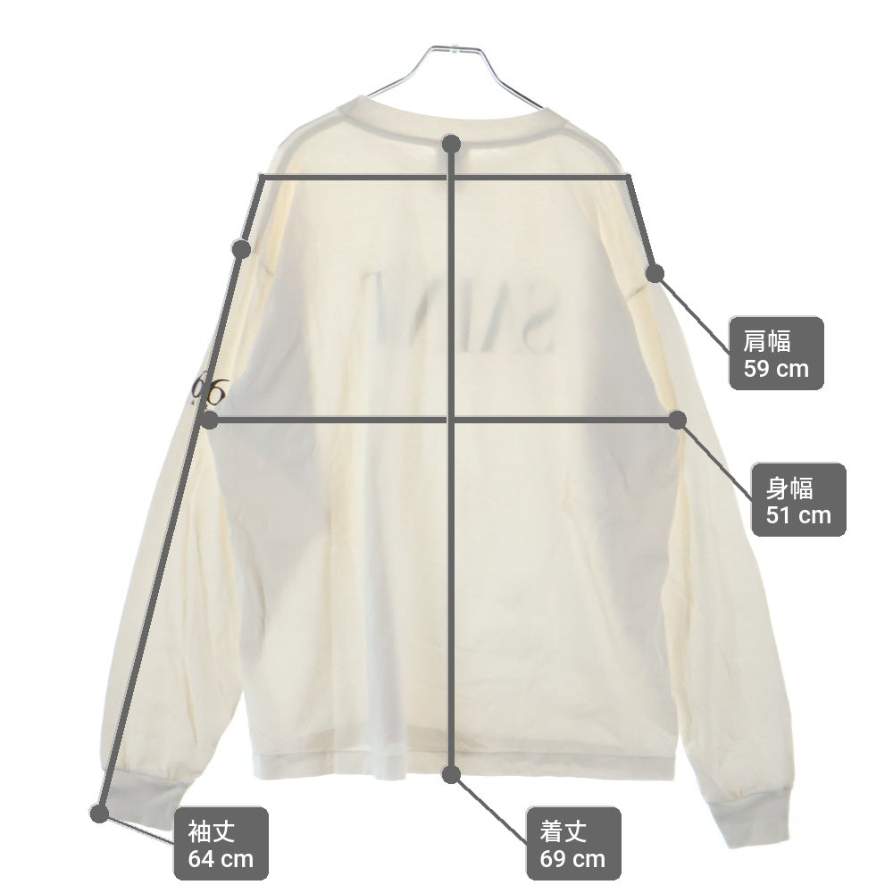 SAINT MICHAEL(セントマイケル) 25SS LS TEE/SAINT フロントロゴプリントTシャツ 長袖クルーネックカットソー ホワイト SM-HR8-0000-035