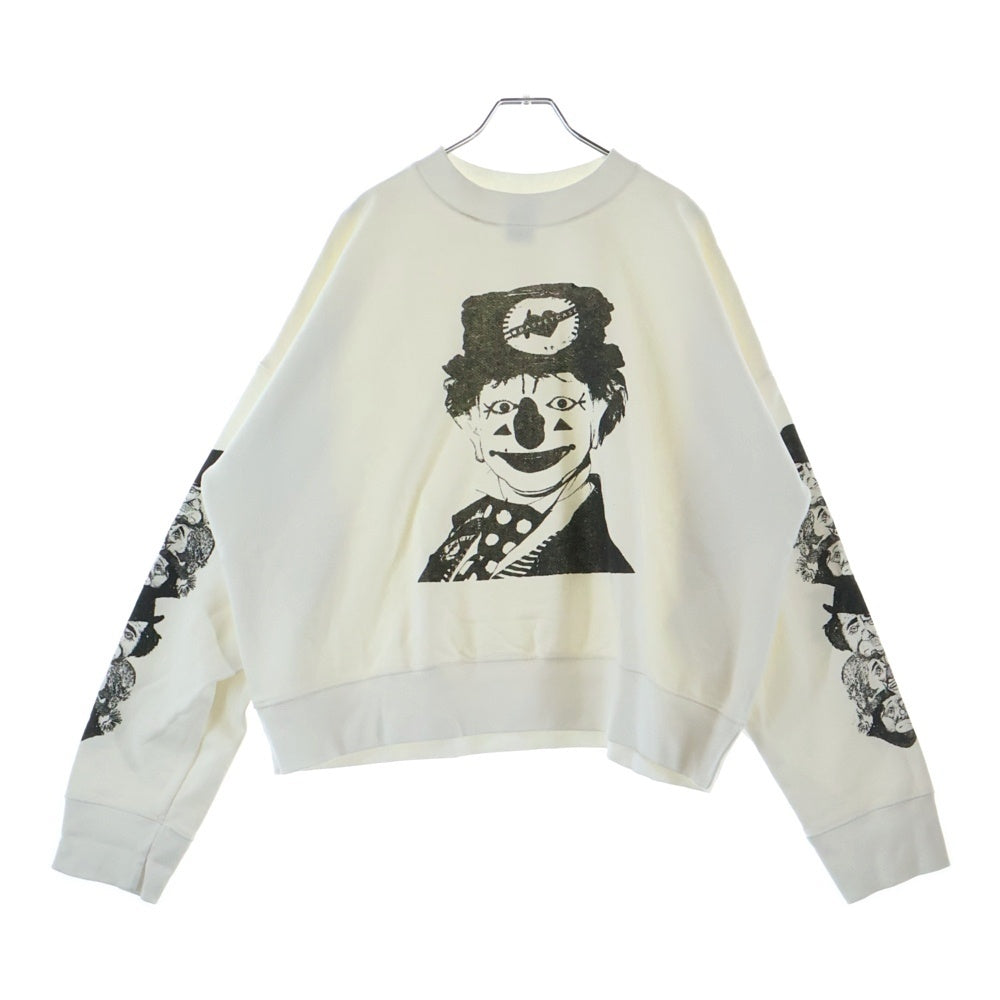 BASKETCASE GALLERY(バスケットケース ギャラリー) MERRYMAKER crewneck メリーメーカー フロントアームイラストプリント クルーネックスウェットトレーナー ホワイト