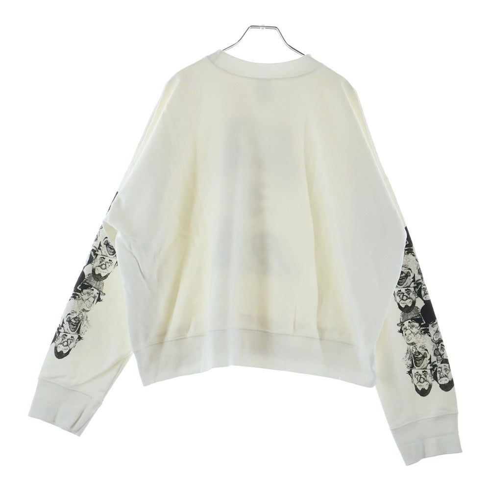 BASKETCASE GALLERY(バスケットケース ギャラリー) MERRYMAKER crewneck メリーメーカー フロントアームイラストプリント クルーネックスウェットトレーナー ホワイト
