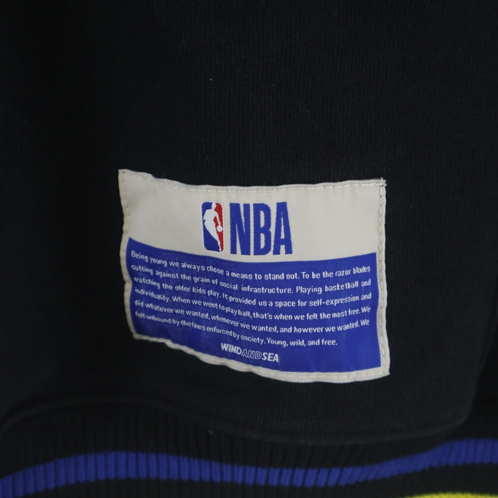WIND AND SEA(ウィンダンシー) 22AW ×NBA エヌビーエー ロゴエンブロイダリー クルーネックスウェット トレーナー ブラック 22AWWS001