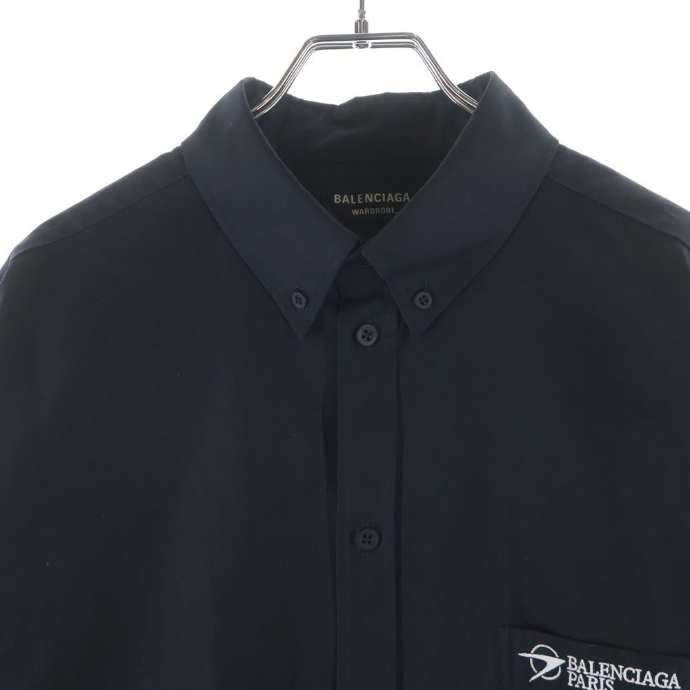 BALENCIAGA(バレンシアガ) 21SS ロゴ刺繍 ラージフィット 長袖シャツ ブラック 658930 TYB18