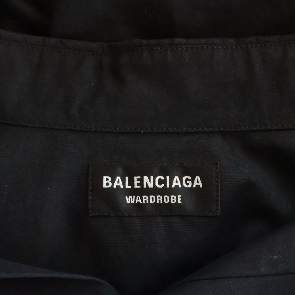 BALENCIAGA(バレンシアガ) 21SS ロゴ刺繍 ラージフィット 長袖シャツ ブラック 658930 TYB18