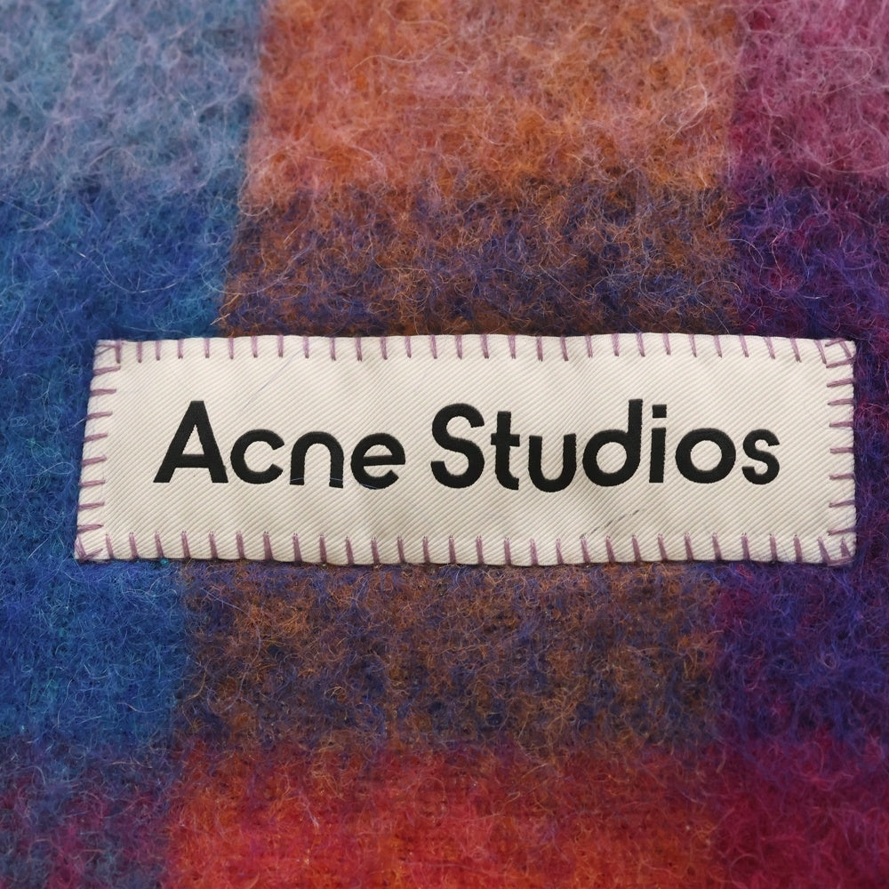 Acne Studios(アクネ ストゥディオズ) モヘア混 フリンジ付き チェック ロングマフラー マルチカラー CA0084