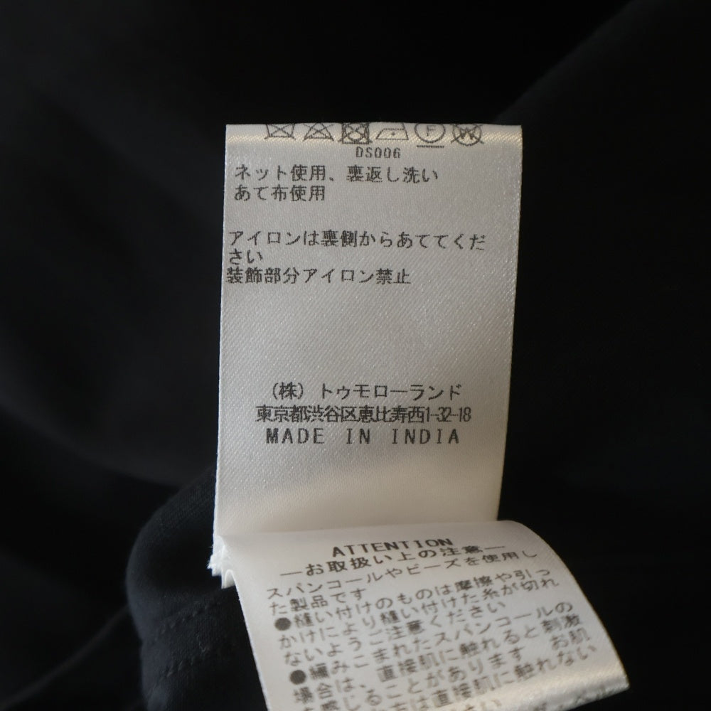 DRIES VAN NOTEN(ドリスヴァンノッテン) Embellished Shirt With Raffia Trim レーヨン混 ラフィアトリム エンブリッシュ長袖シャツ ブラック 71-01-86-01104