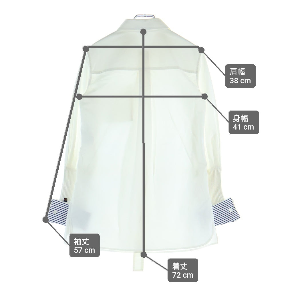 LOUIS VUITTON(ルイヴィトン) 18SS ボーダーカフス レーヨン混 長袖シャツ ホワイト RW181A FQN FEBL73