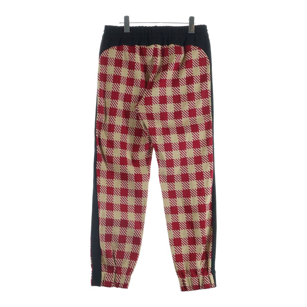 DRIES VAN NOTEN(ドリスヴァンノッテン) チェック柄 サイドライン ドローストリング イージーパンツ レッド 71-04-84-04003