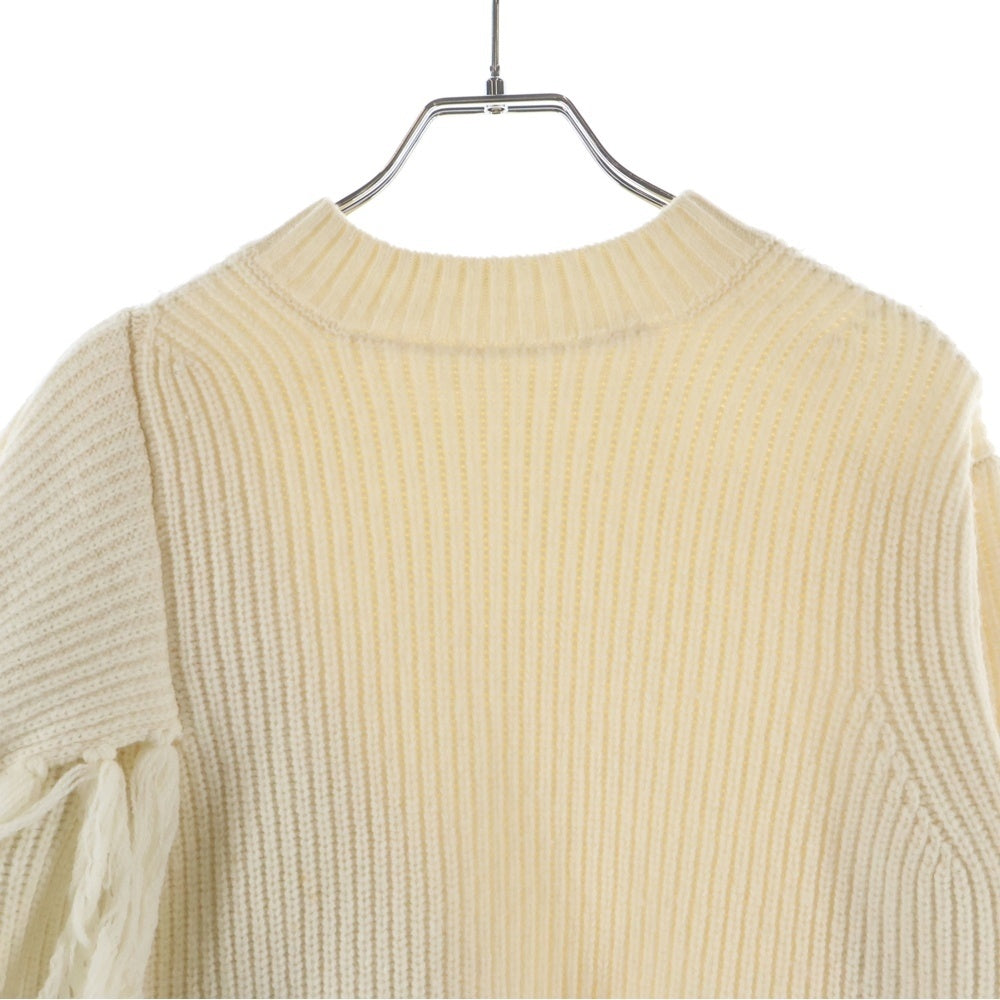Sacai(サカイ) アシンメトリー フリンジマフラーデザイン クルーネックニット セーター ベージュ 19-04592