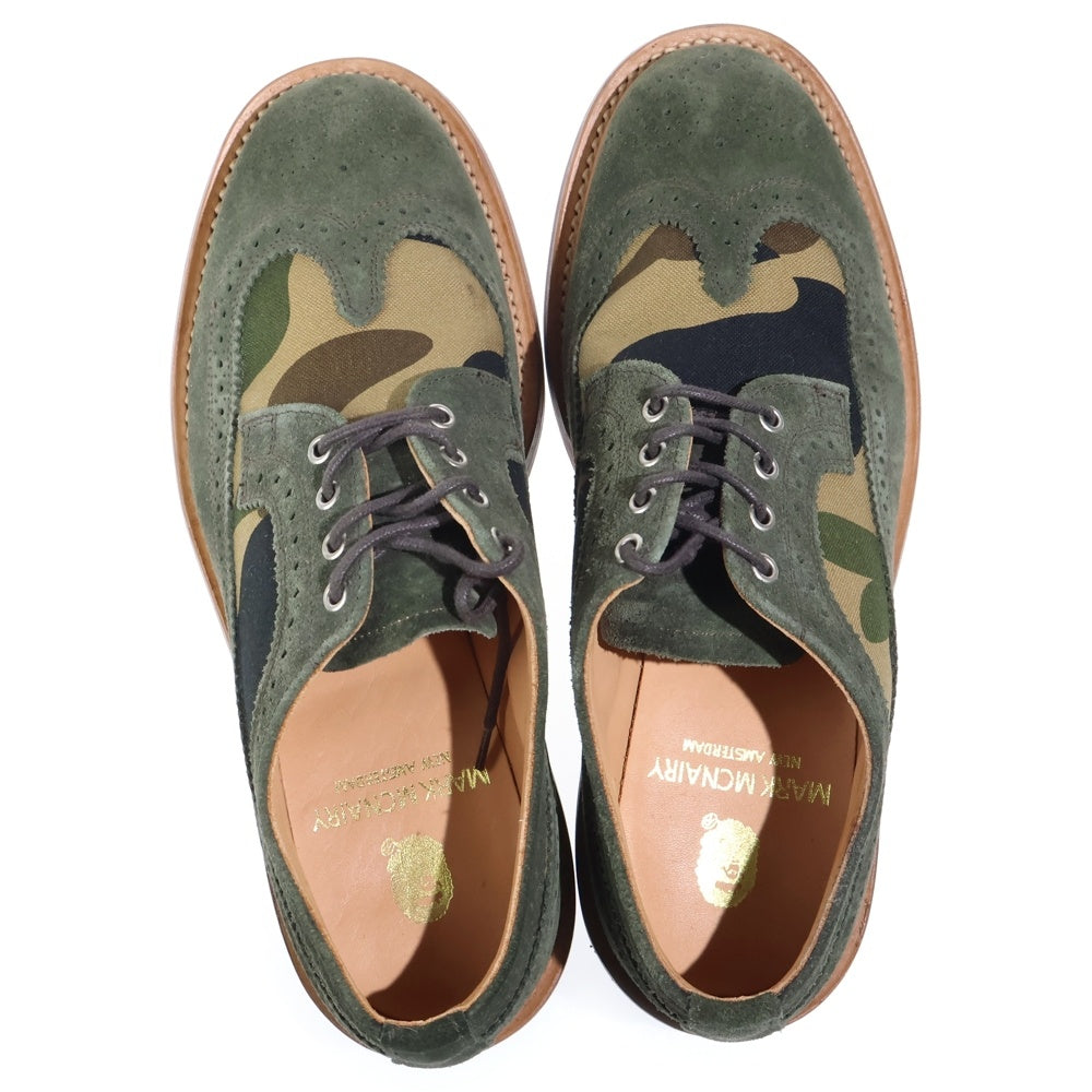 MARK MCNAIRY(マークマクナイリー) ×A BATHING APE CAMO WING TIP アベイシングエイプ カモ柄 ウィングチップ スウェードレザーシューズ グリーン 9130NSC