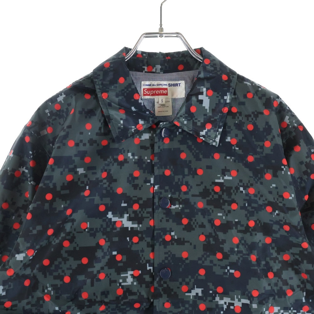 SUPREME(シュプリーム) 13SS ×COMME des GARCONS SHIRT Digi Camo Coach Jacket デジタルカモ ドット柄 ナイロン コーチジャケット ブラック/レッド