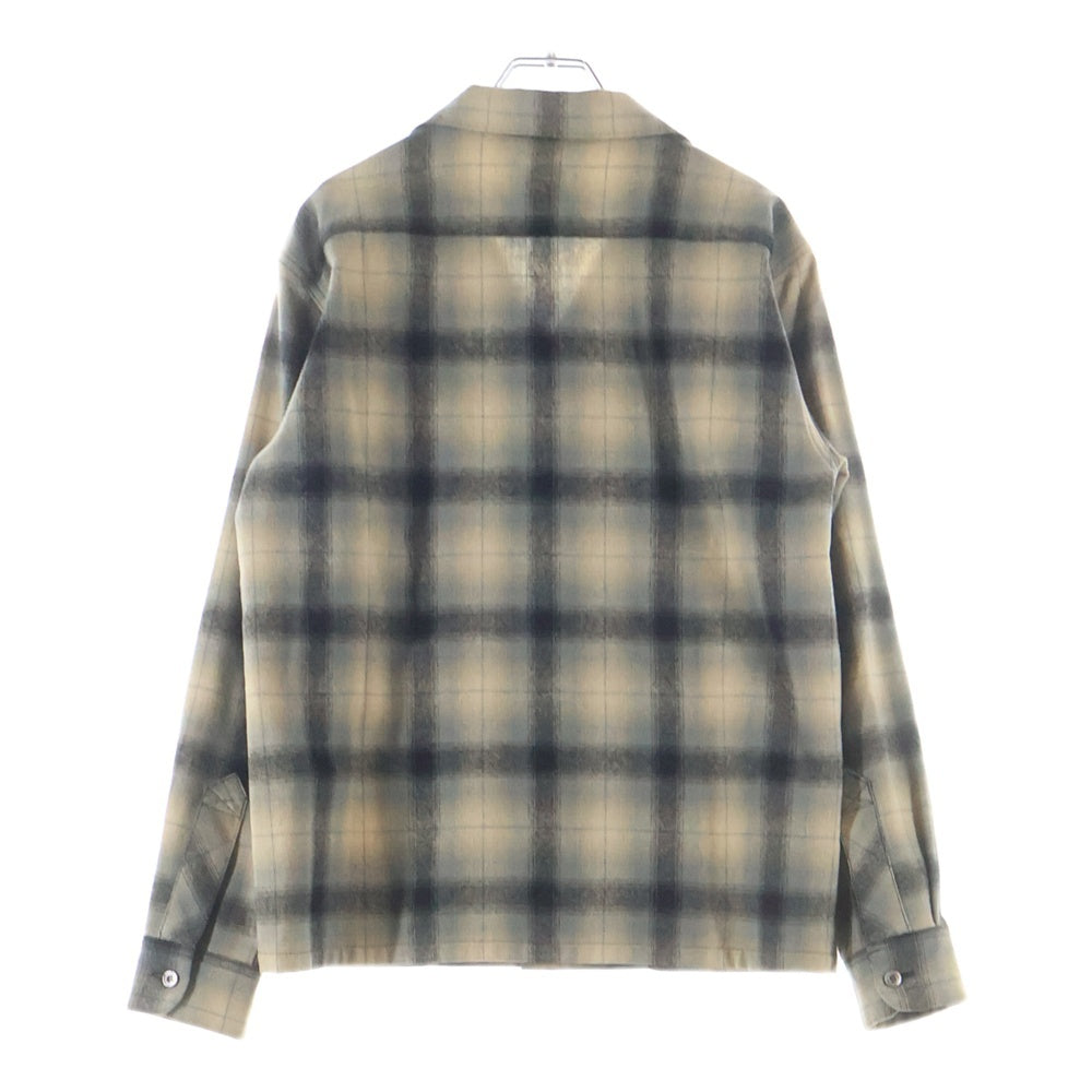 TENDERLOIN(テンダーロイン) 08AW T-WOOL SHT オンブレチェック オープンカラー 長袖ウールシャツ ベージュ
