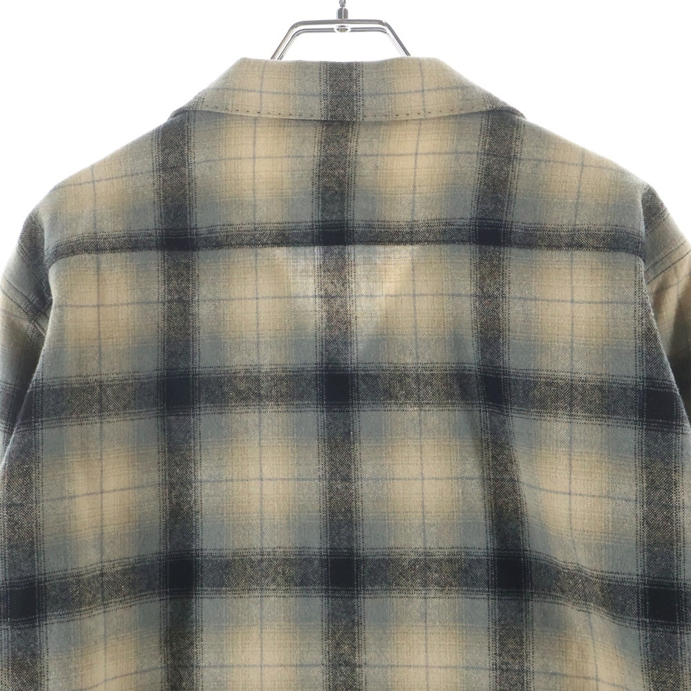 TENDERLOIN(テンダーロイン) 08AW T-WOOL SHT オンブレチェック オープンカラー 長袖ウールシャツ ベージュ
