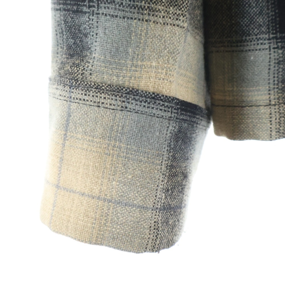 TENDERLOIN(テンダーロイン) 08AW T-WOOL SHT オンブレチェック オープンカラー 長袖ウールシャツ ベージュ