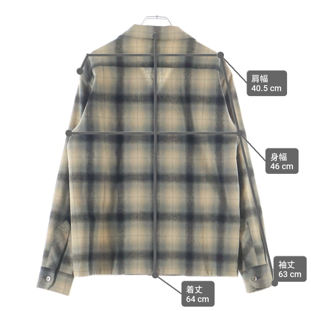 TENDERLOIN(テンダーロイン) 08AW T-WOOL SHT オンブレチェック オープンカラー 長袖ウールシャツ ベージュ