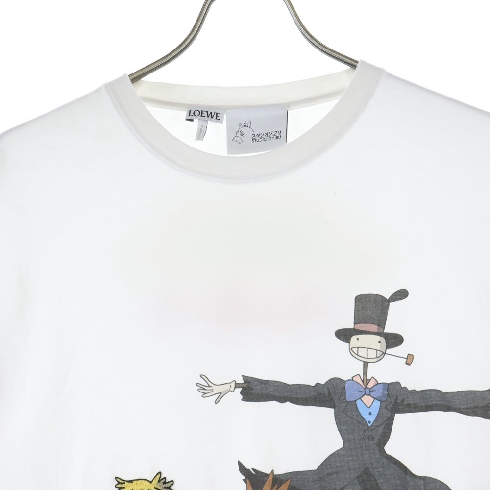 LOEWE(ロエベ) 23SS ×STUDIO GHIBLI スタジオジブリ ハウルの動く城 ヒンとマルクルとカカシのカブ クルーネックプルオーバー 半袖Tシャツカットソー ホワイト HB44Y22X11