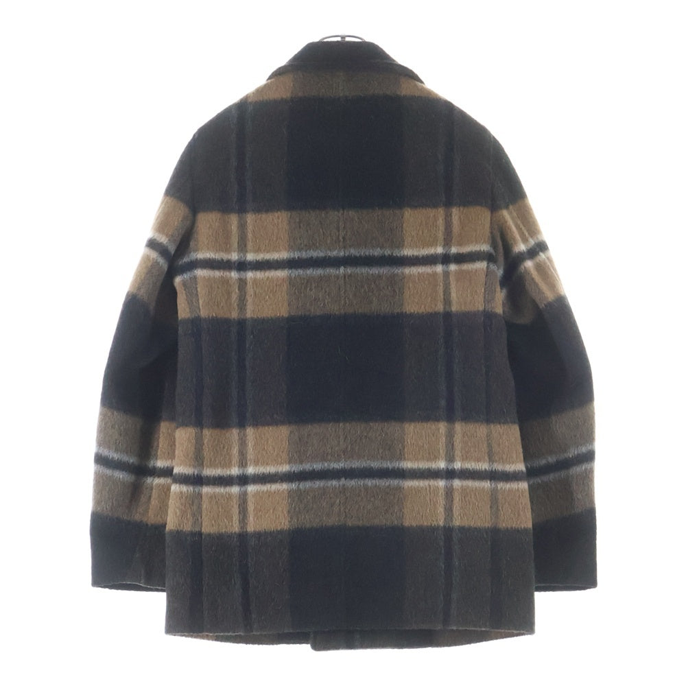 HERNO(ヘルノ) モヘア混 チェック柄 ウールダブルブレスト チェスターコート ブラウン/ブラック PE0015U-33507-9322