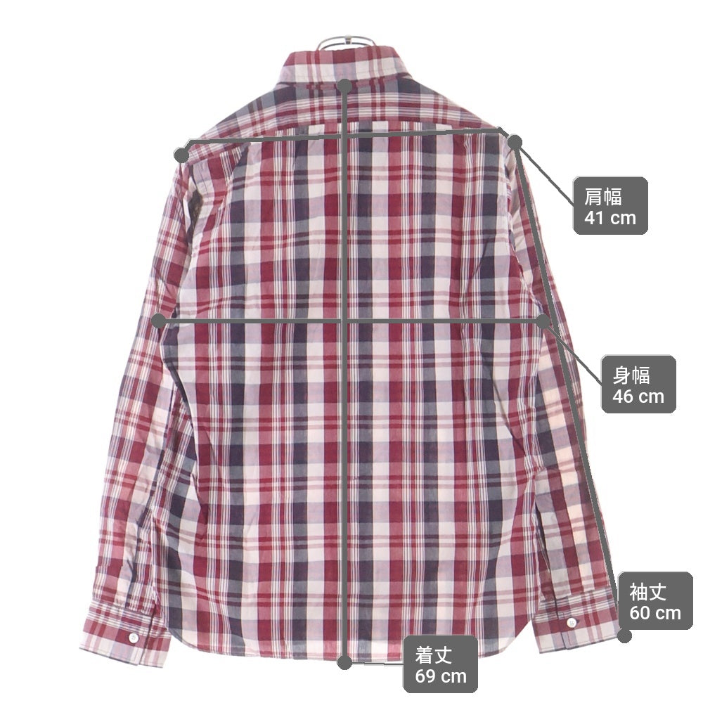 BUTCHER PRODUCTS(ブッチャー プロダクツ) チェック柄 ボタンダウン 1ポケット 長袖シャツ レッド