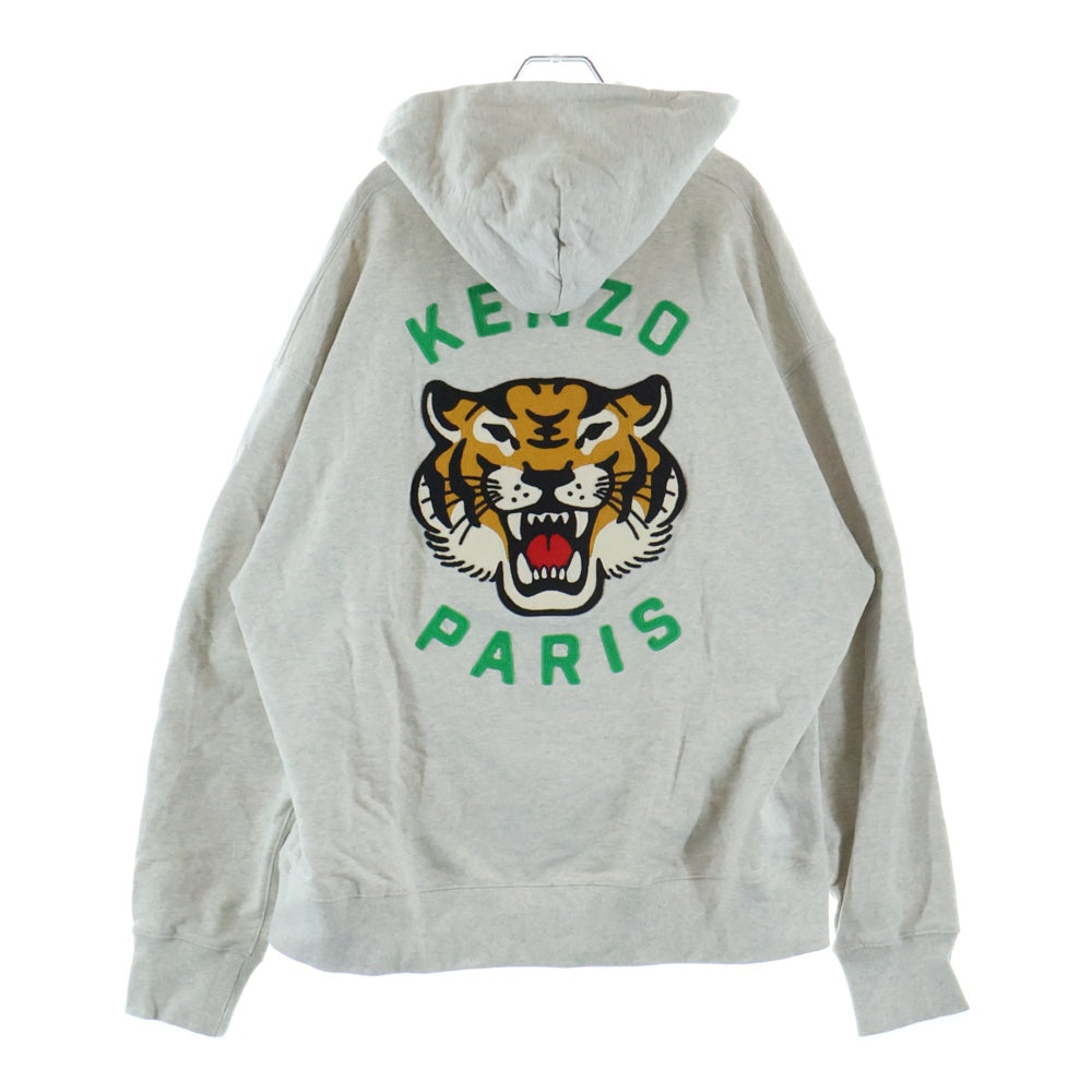 KENZO(ケンゾー) 24SS LUCKY TIGER HOODIE タイガー刺繍 プルオーバースウェットパーカー フーディー グレー FE58SW0114MF