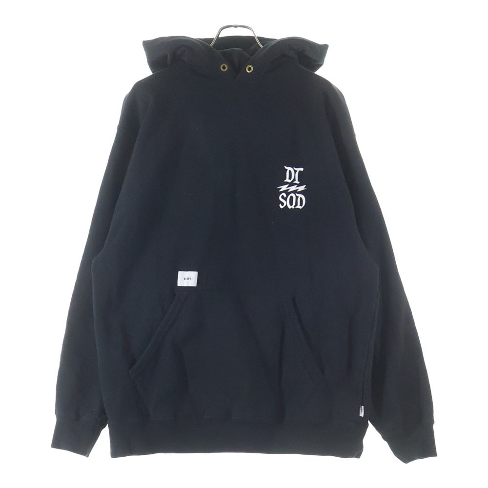 WTAPS(ダブルタップス) 23SS DESIGN 02 HOODY COTTON DSQG フロントロゴ刺繍 プルオーバースウェットパーカー フーディー ブラック 231ATDT-CSM09