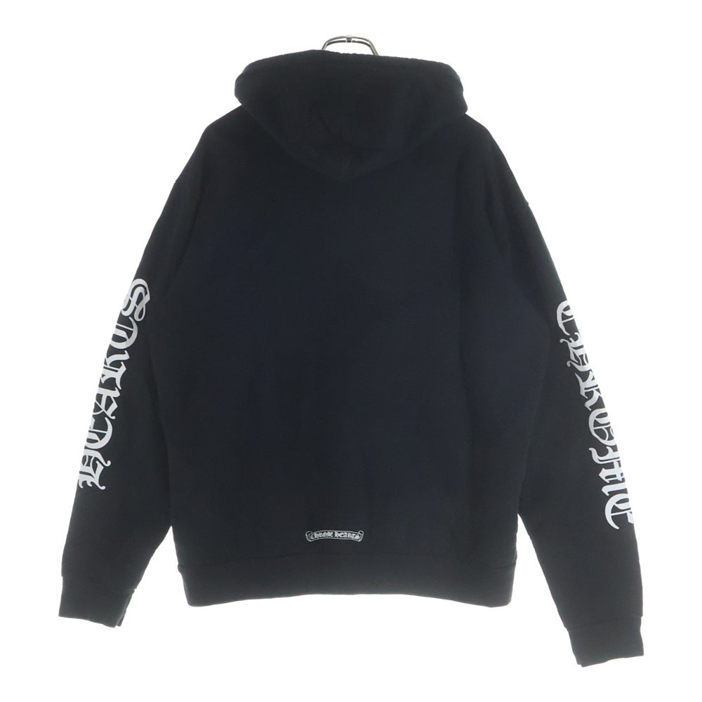 CHROME HEARTS(クロムハーツ) VERTICAL LOGO HOODIE バーティカルロゴ アームロゴプリント スウェット プルオーバーパーカー ブラック