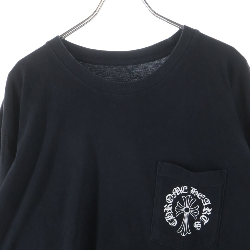 CHROME HEARTS(クロムハーツ) スクロールプリント アームロゴ バックプリント クルーネック 長袖Tシャツカットソー ブラック