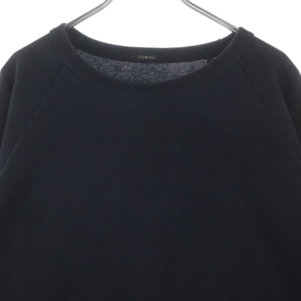 COMOLI(コモリ) 25SS コットンジャージ ベースボールTシャツ 長袖クルーネックカットソー ブラック B01-05004