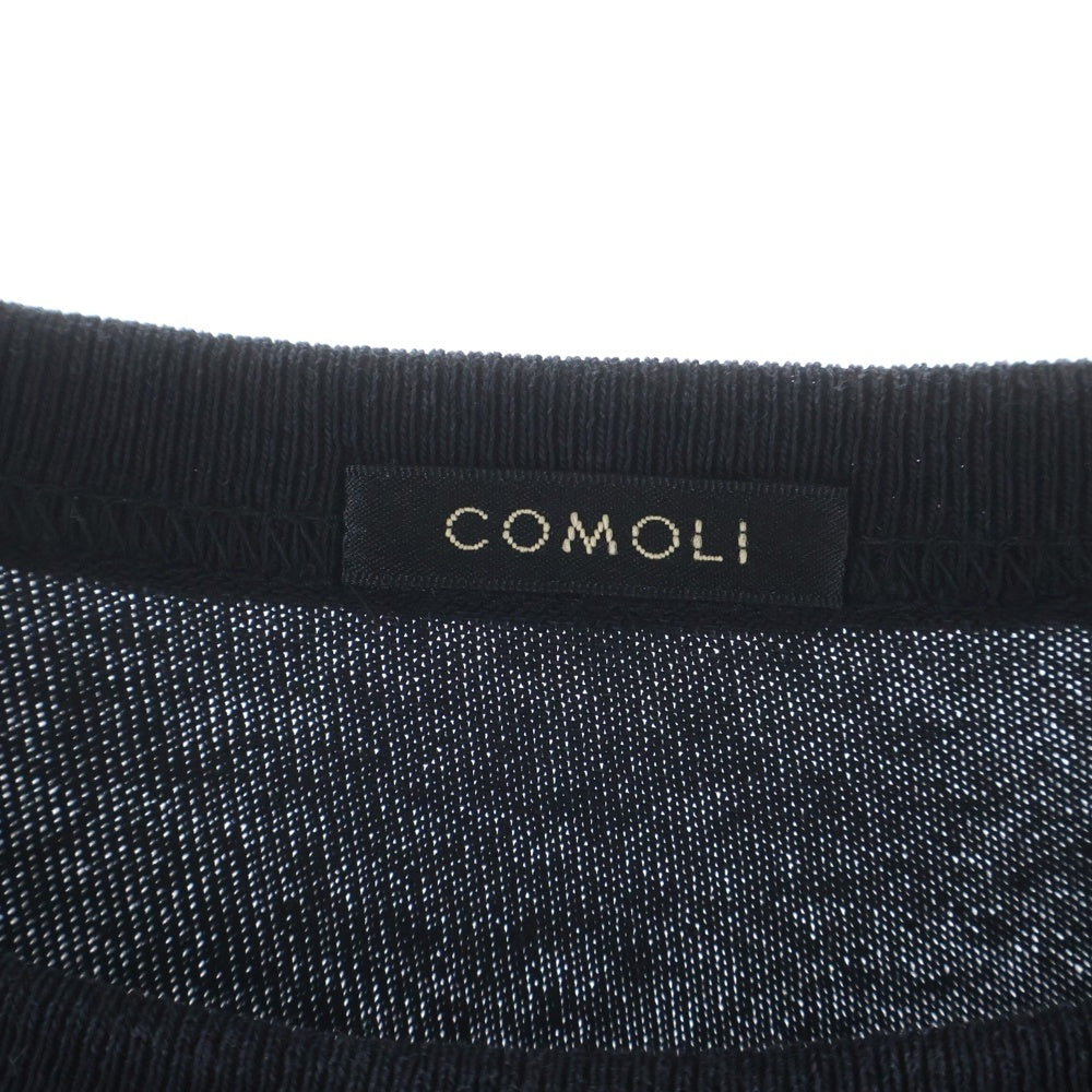 COMOLI(コモリ) 25SS コットンジャージ ベースボールTシャツ 長袖クルーネックカットソー ブラック B01-05004
