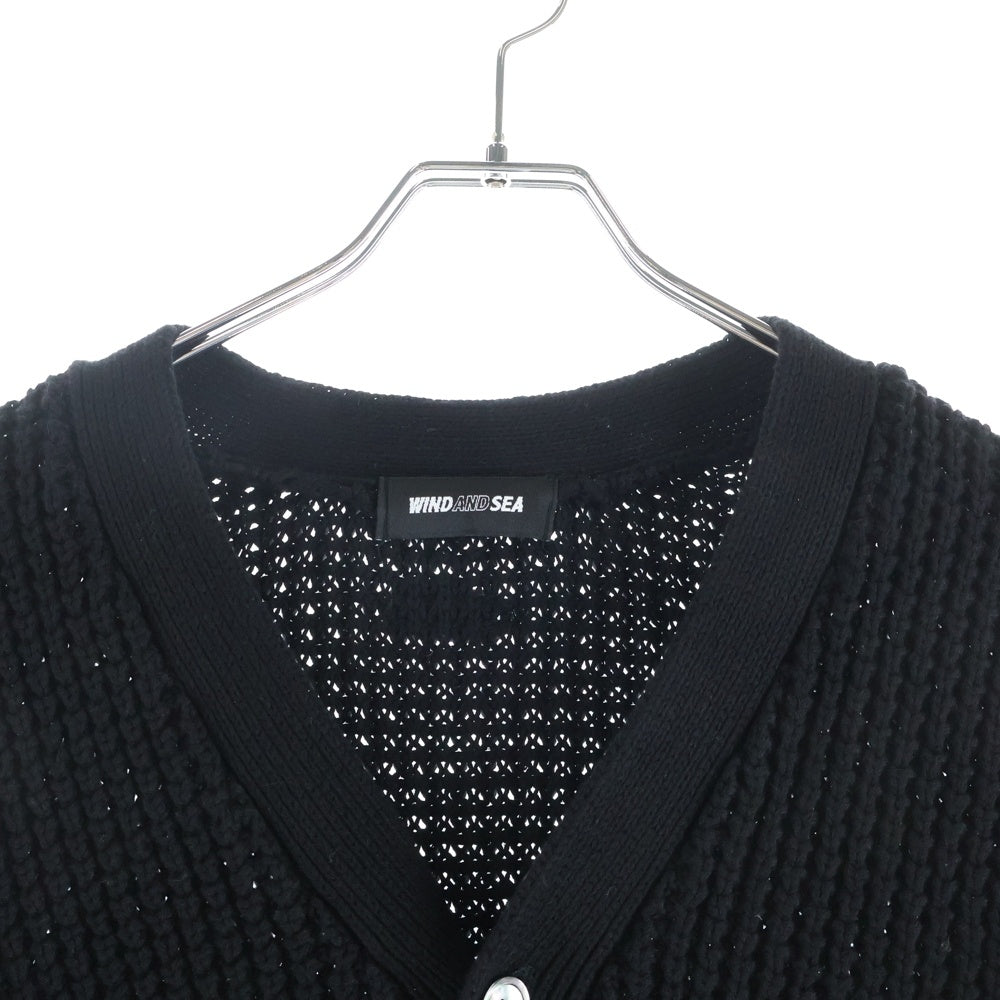 WIND AND SEA(ウィンダンシー) WAFFLE KNIT CARDIGAN ワッフルニット カーディガン セーター ブラック WDS-O-CLCS-25-Q3-KN-06