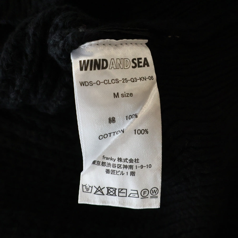 WIND AND SEA(ウィンダンシー) WAFFLE KNIT CARDIGAN ワッフルニット カーディガン セーター ブラック WDS-O-CLCS-25-Q3-KN-06