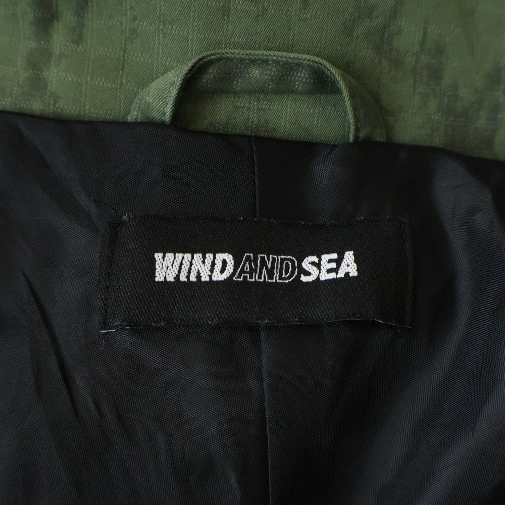 WIND AND SEA(ウィンダンシー) BIG LOGO SHELL PARKA ビッグロゴ シェルパーカー フーデッドジャケット カーキ WDS-O-ATN-26-Q1-JK-01