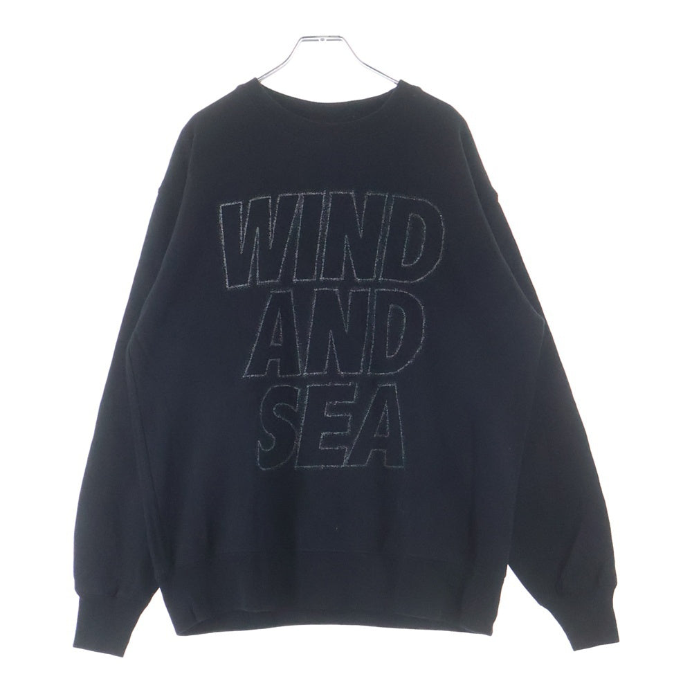 WIND AND SEA(ウィンダンシー) METALLIC CREWNECK SWEATSHIRT メタリック ロゴプリント クルーネックスウェットシャツ トレーナー ブラック WDS-O-CLCS-25-Q3-CS-01