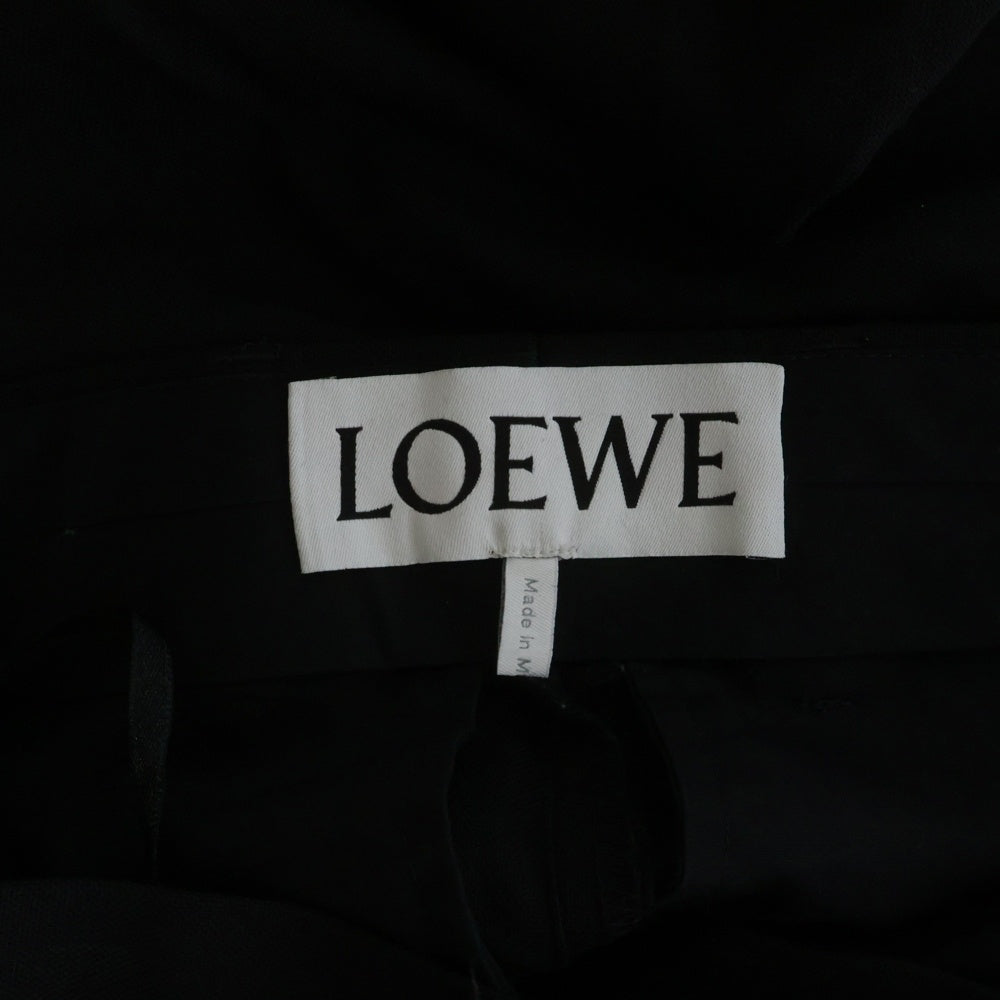LOEWE(ロエベ) WOOL GABARDINE WIDE PANTS ウールギャバジン ジップアップ ワイドストレート パンツ ブラック Q825331X06