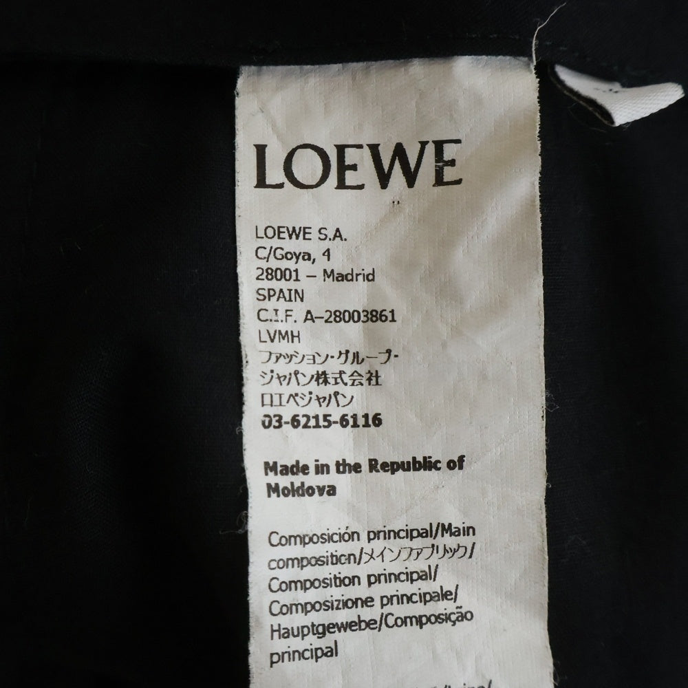 LOEWE(ロエベ) WOOL GABARDINE WIDE PANTS ウールギャバジン ジップアップ ワイドストレート パンツ ブラック Q825331X06