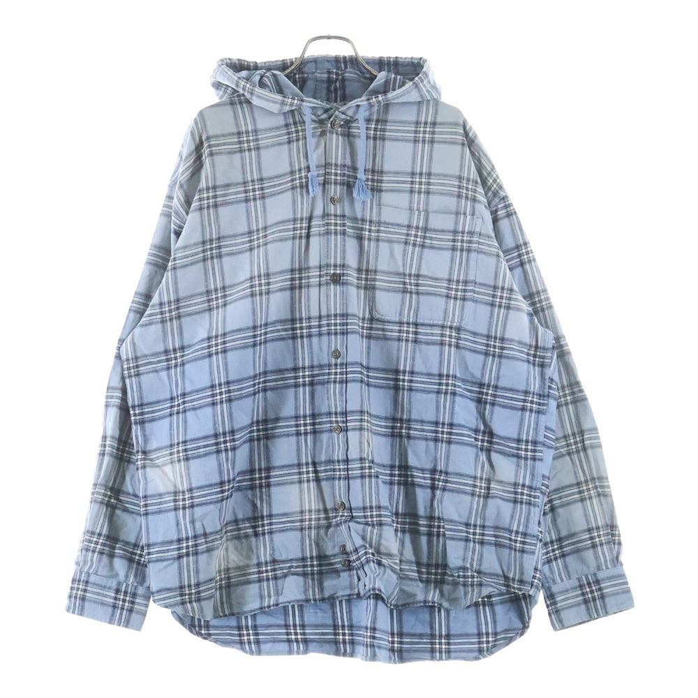 DIESEL(ディーゼル) S-DEWNY-HOOD フード付 長袖コットンチェックシャツ ブルー A12266