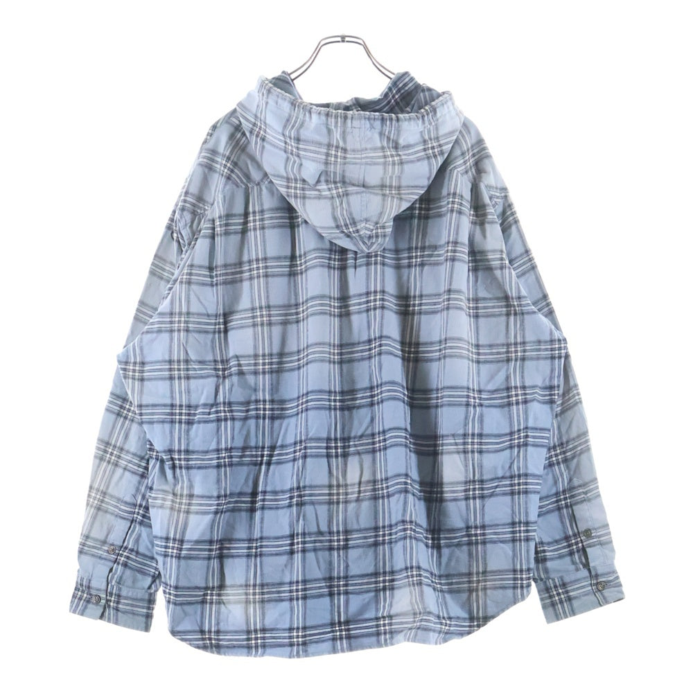 DIESEL(ディーゼル) S-DEWNY-HOOD フード付 長袖コットンチェックシャツ ブルー A12266