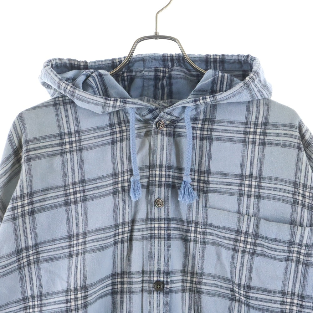 DIESEL(ディーゼル) S-DEWNY-HOOD フード付 長袖コットンチェックシャツ ブルー A12266